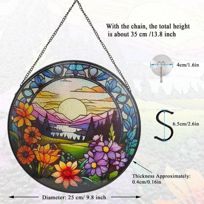 9.8'' Stained Glass Window Hanging, Wildflowers Valley Sun Catcher for Windows Hanging Suncatcher Mother's Day for Women, Mom, Friends