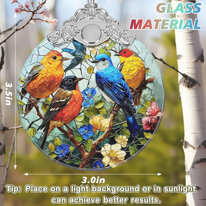 Birds on Branches Stained Glass Orament - Christmas Ornament - Christmas Decorations for Tree - Holiday Present ldeas - Gift Exchange