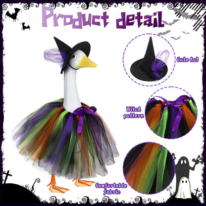 Halloween Witch Porch Goose Outfits Tutu Dress Costume Clothes, for 23" 17" Outdoor Patio Yard Lawn Decor