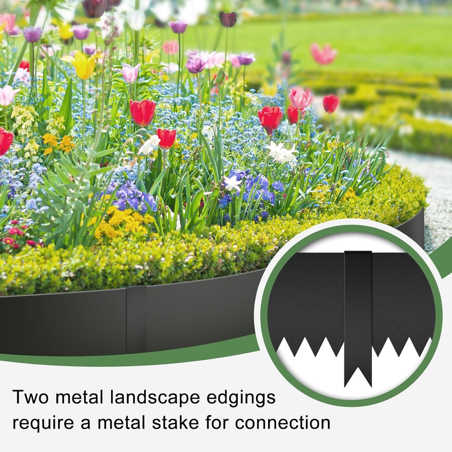 33FT Galvanized Steel Landscape Edging 10 Pack, 40" x 6" Metal Edging for Landscaping with 10Pcs Stakes & Gloves, Metal Garden Border for Garden Design, Yard, Tree Rings, Pathway, Divider