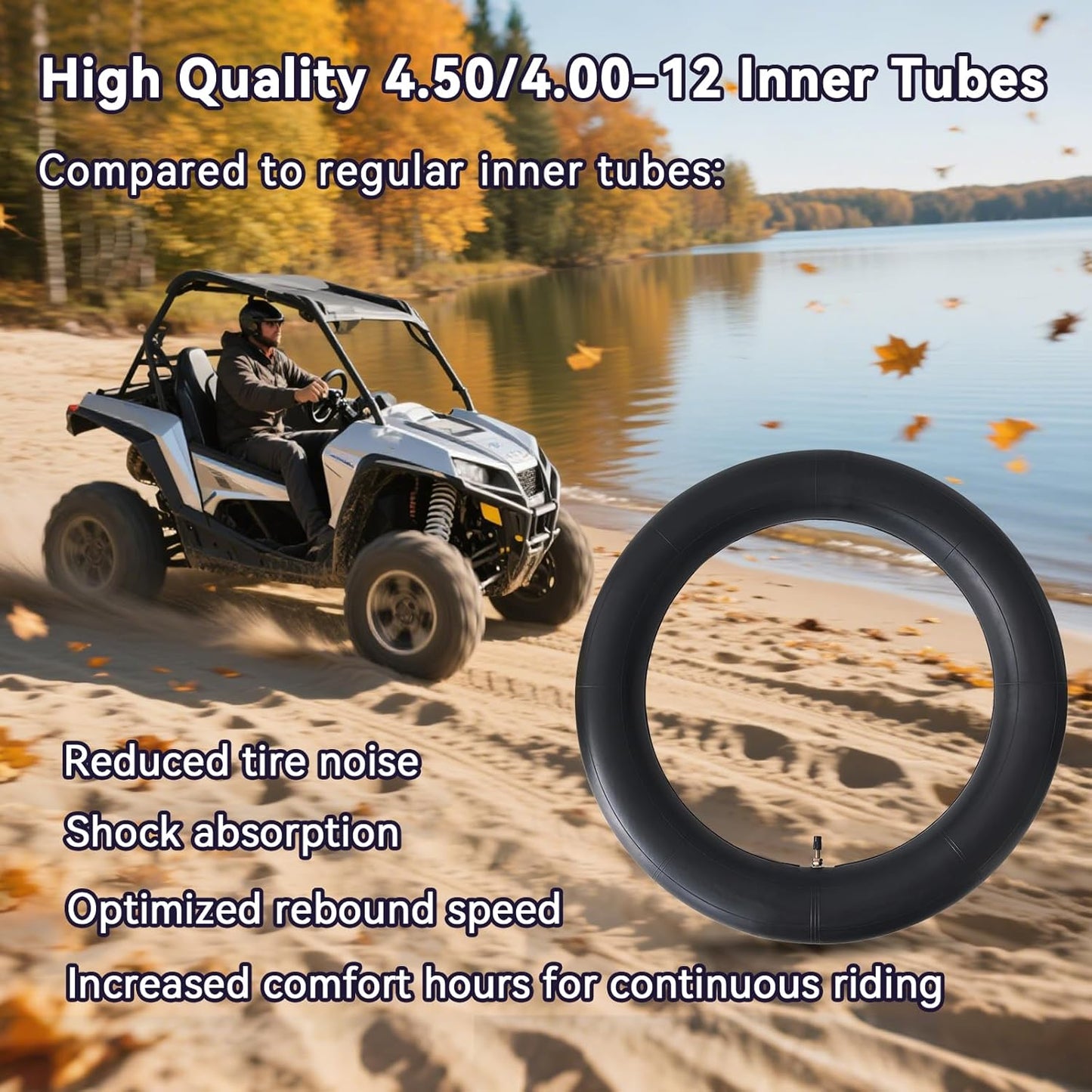 HXYCNNA 2 Pack 4.50-12 4.00-12 Inner Tube Heavy Duty with TR13 Straight Stem for Golf Carts Tractor Hand Trucks, Wheelbarrows, Mower