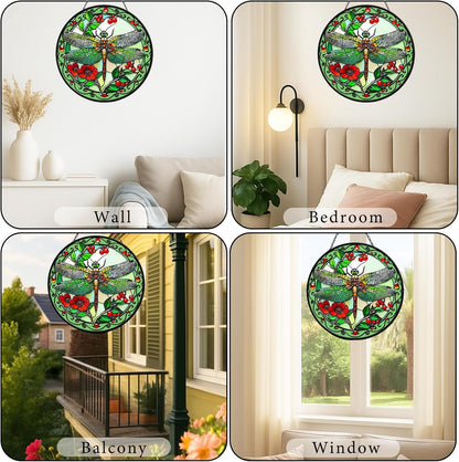 Dragonfly Suncatchers for Windows Hanging - 8 in Stained Glass Sun Catchers Indoor Window, Suncatcher Stain Glass Window Hanging for Home Decor, Gifts for Holiday or Wall Art