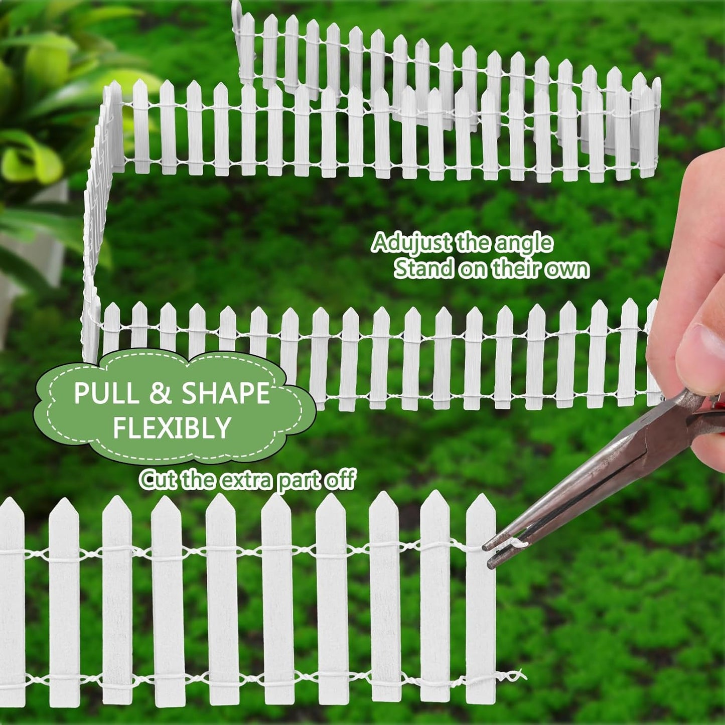 Kigley 6 Pcs 40 Inch Fairy Fence Wood Miniature Garden Picket Fence Decorations for DIY Plant Pot House Home Dollhouse Outdoor Diorama Project(White)