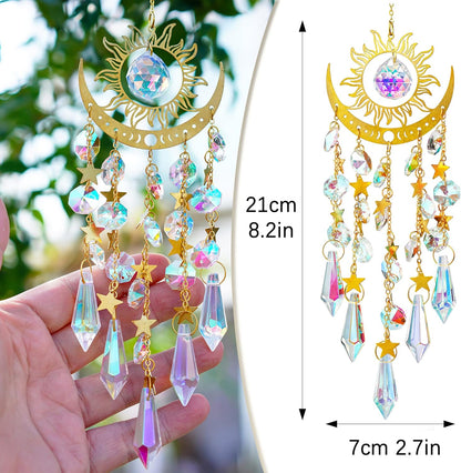 H&D HYALINE & DORA Crystal Sun Catcher Sun and Moon Suncatcher for Windows Hanging Indoor Outdoor Light Catcher for Home & Garden Decor