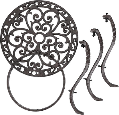 OwnMy Heavy Duty Cast Iron Plant Stand Vintage Iron Flower Pot Holder, Rustic Decorative Round Potted Plant Stand Rack, Indoor Outdoor Metal Plant Holder for Home Garden