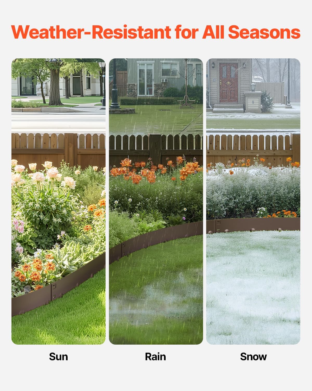 VEVOR Steel Landscape Edging, 5 Packs 39 x 4 in Rust-Resistant Metal Landscape Edging, Bendable Garden Edging Border, Heavy Duty Lawn Edging, Easy-to-Install, Flower Bed Yard Pathway Divider Brown