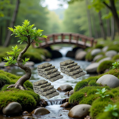 3 Pcs Miniature Resin Bridge Stair Stone Straight Bridge Stairs Stone Steps Garden Fairy Ornament Flower Pot Plant Micro Landscaping Decor Bonsai Craft Straight Stairs Outdoor Statues Outdoor Décor