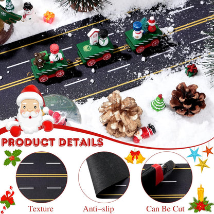 Marspark Christmas Village Accessories 5 x 50 Inch Christmas Miniature Road Village Street Mat Xmas Snow Street Decorations for Little Landscape(Road Style)