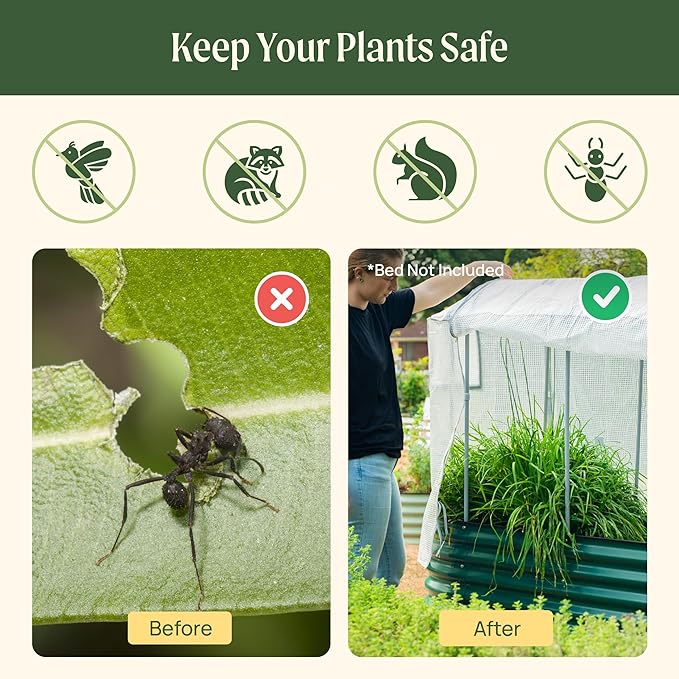 Vego garden Frost Greenhouse Cover System for 3.5' x 5.0' (6 in 1) Garden Bed
