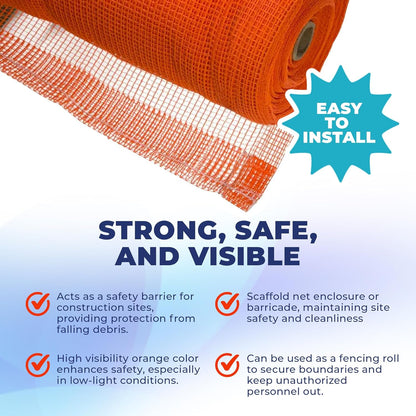 Tarps Now 4' x 150' Orange Safety Netting Roll - Heavy Duty Fire Retardant Safety Nets with 1/4" Openings for Security & Construction Debris Netting, Temporary Mesh Fence, Job Site Net Enclosure