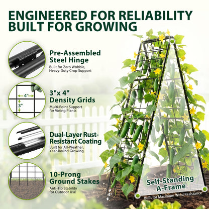Heavy Duty 2 Pack 50"x17" Adjustable A-Frame Trellis for Climbing Plants Outdoor, Metal Rust-Proof