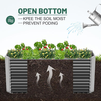 Land Guard 6x3x3ft Rectangular Galvanized Raised Garden Beds, Large-Capacity Metal Planter Box Outdoor, Durable Deep Raised Garden Bed 3ft Tall, Raised Beds for Gardening Vegetables, Modern Gray