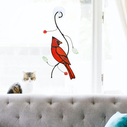 Lolitarcrafts Bigger Cardinal Stained Glass Window Hangings Cute Birds Suncathers for Window Monthers Day Gifts