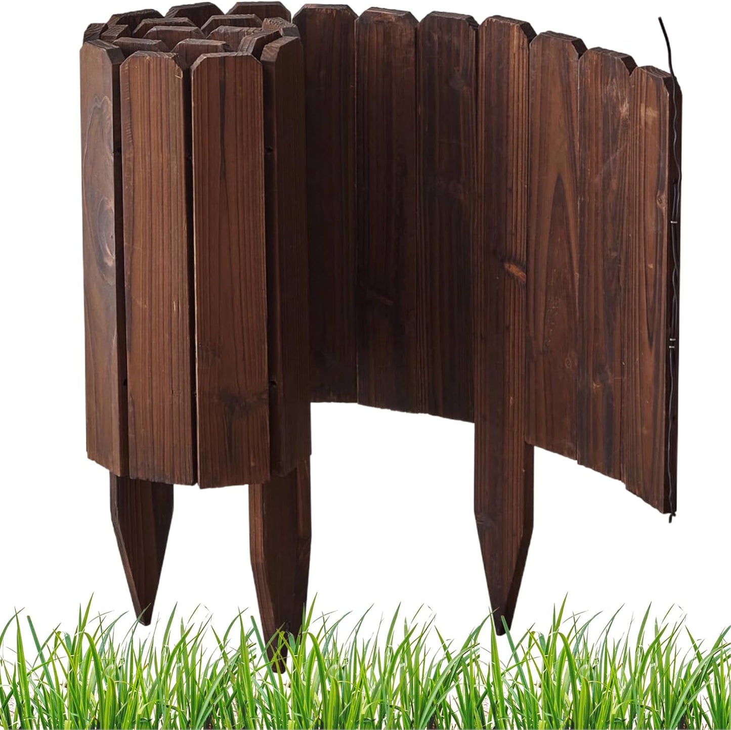 3PACK, 12FT Total Length Wood Garden Edging Border Wooden Garden Fence No Dig Landscape Edging Decorative Flower Bed Border Courtyards Planting Tree Fence Patio Path Edging -11.8" H x 48" L