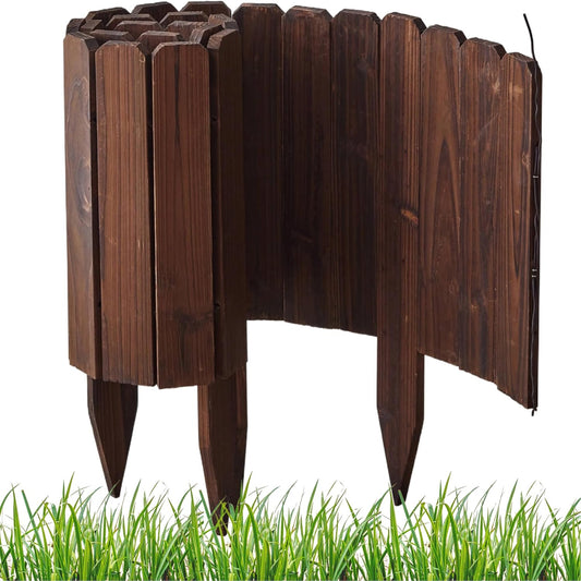 Wood Garden Edging Border Wooden Garden Fence No Dig Landscape Edging Lawn Fence Border Decorative Flower Bed Border Courtyards Planting Tree Fence Yard Patio Path Edging -11.8" H x 48" L (1PACK)