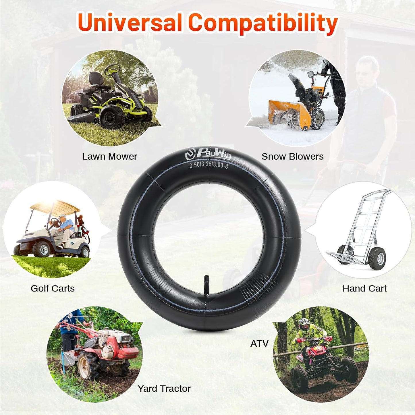 2 PCS 3.50/3.25/3.00-8 Replacement Inner Tubes with TR13 Straight Valve Stem Compatible with Wheelbarrows, Mowers, Hand Trucks and More 3.50-8 3.25-8 3.00-8 Tire Tubes