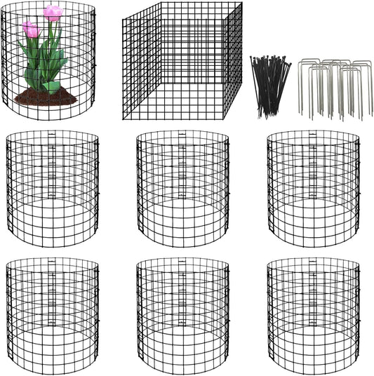 Eunika 8 Pack Round Plant Protector from Animals,24 Pcs 12" x 12" Metal Mesh to Keep Animals Out