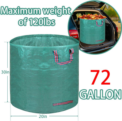 Reusable yard waste bags. 72-gallon large leaf bags(1-pack) Heavy-duty yard garden bag. Leaf bags with 4 handles that can stand upright. Great for collecting leaves and grass clippings