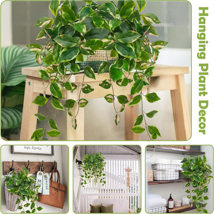 Oairse Artificial Hanging Plants Hanging Faux Pothos Vines Plants Fake Wall Plant Greenery Decor for Bedroom Bathroom Living Room Balcony Shelf Indoor Outdoor Décor