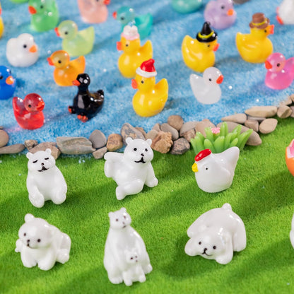 Miniature Small Animal Figurines, 76 Pieces of Mini Resin Animals, Cute Animal Decoration Ornaments, Miniature Landscape Ornament Sets, Fairy Garden