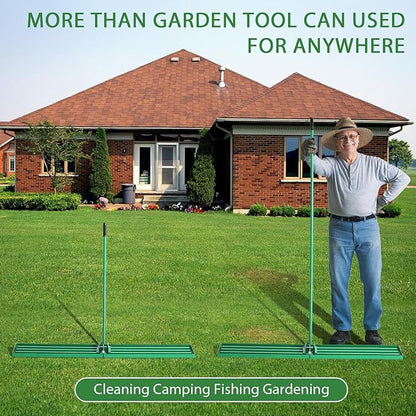 VINGLI Iron Lawn Leveling Rake 36in for Soil Sand Composs, Extended Handle, 180°Rotation Head, with All Handwares, for Yard Garden Golf Field, Green (36in)