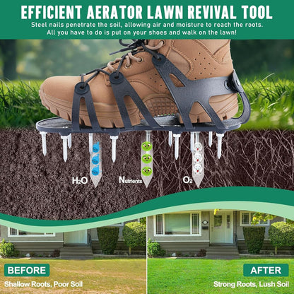 Professional Lawn Aerator Shoes – Adjustable Spike Shoes with Wrap Lacing, Heavy-Duty Spiked Aerating Sandals | One-Size-Fits-All for Yard, Patio, Lawn & Garden