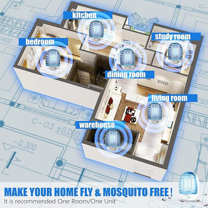 Bug Zapper Indoor, Electronic Fly Trap Insect Killer, Mosquitoes Killer Mosquito Zapper with Blue Lights for Living Room, Home, Kitchen, Bedroom, Baby Room, Office(6 Packs)