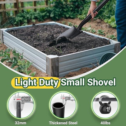 Small Shovels for Digging, Garden Spade Shovel Beach Shovels with 43.3in Handle,Heavy Duty Portable Metal Shovel for Gardening Camping Trenching Digging Landscaping,Off-Road Use, Black
