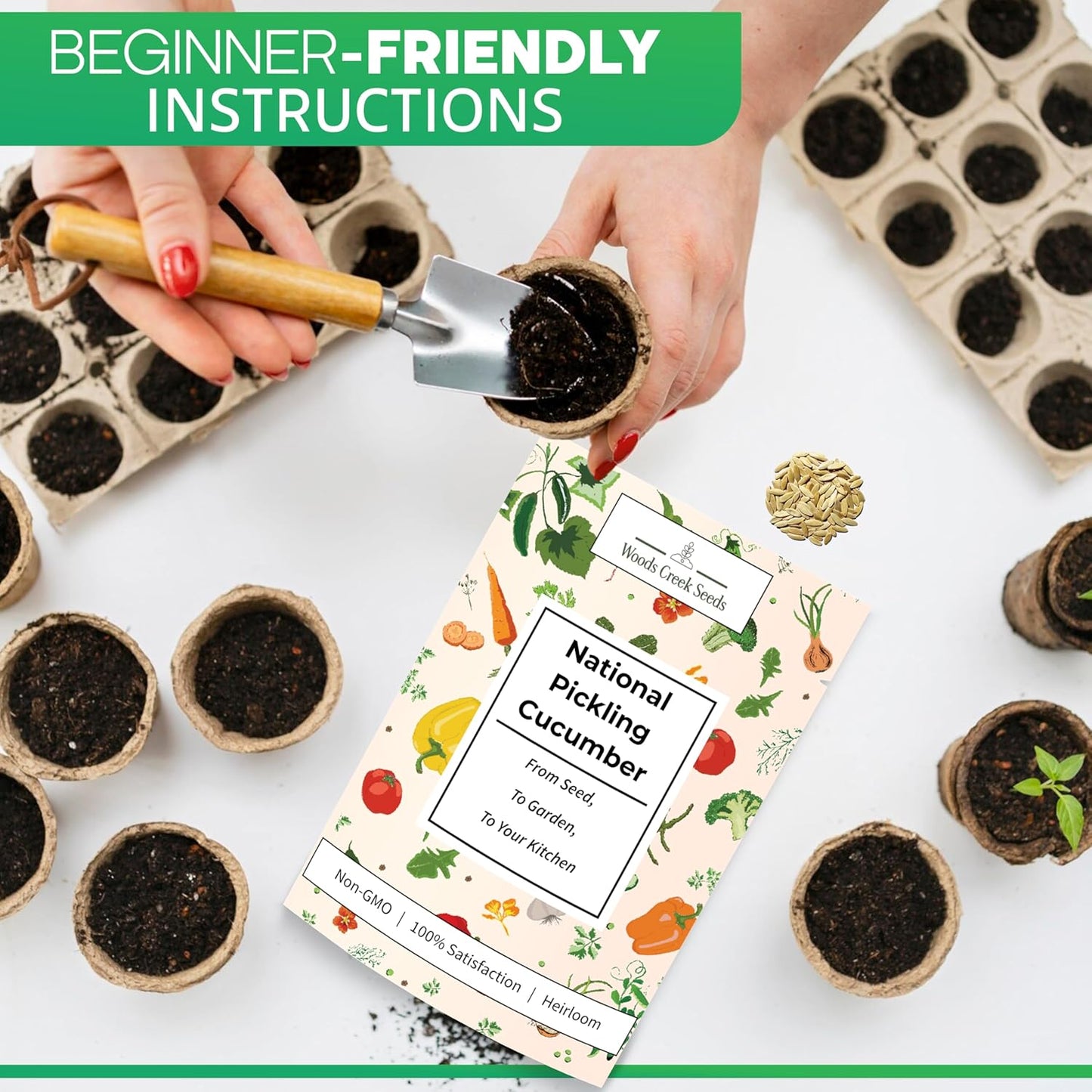 Woods Creek Seeds: National Pickling Cucumber Seeds for Planting - Over 90 Heirloom Cucumber Seed Pack - Non-GMO Pickling Cucumbers for Planting Indoors or Outdoors