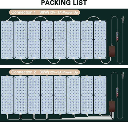 100W Ultra-Thin Panel Full Spectrum Grow Lights, 1536 LEDs Growing Light for Indoor Plants with Daisy Chain Function, Grow Lights for Seed Starting with 4/8/12H Auto On/Off Timer (8pcs)