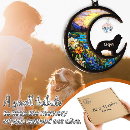 Custom Dog Memorial Gift Suncatcher, Engraved Pet Memorial Ornament, Pet Sympathy Keychain, Loss of Animal Sympathy Card, Rainbow Bridge Dog Loss Gift, Bereavement Suncatcher Window Hanging
