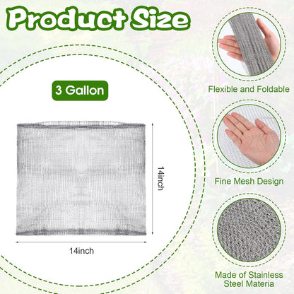 30 Pcs 3 Gallon Gopher and Vole Wire Mesh Basket Bulk Stainless Steel Plant Root Protector Gopher Cages for Garden Planting Underground Plant Protection