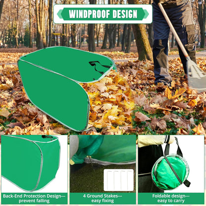 PUNCHMAN Leaf Collector - 80 Gallon Pop up Foldable Leaf Bags with Handles, Collapsible Trash Can for Leaf Clean up and Picker, Reusable Yard Waste Bags with Golves, Garden Tools