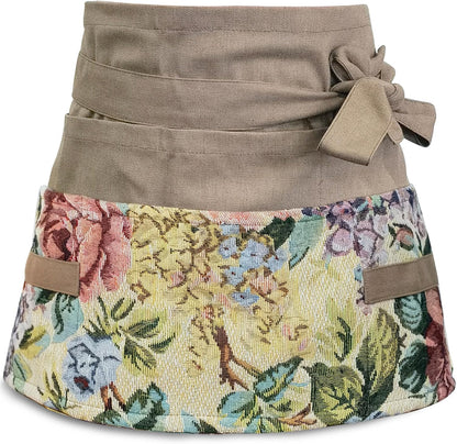 Garden Apron for Woman, Serve Apron Cute, Flora Half Apron with 8 Pockets, Valentines Gift for Mom Wife Girlfriend