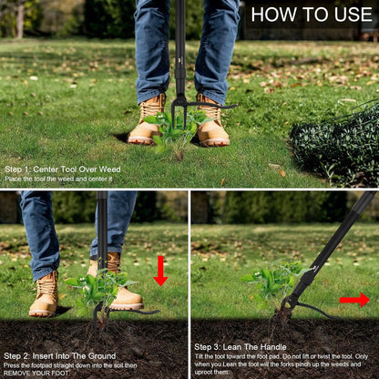 Weed Puller Tool - Stand Up Heavy Duty Weeding Tool with 47.8'' Long Handle, Foot Platform Design & 4-Claw Steel Head Design - Easily Remove Weeds Without Bending, Pulling, or Kneeling