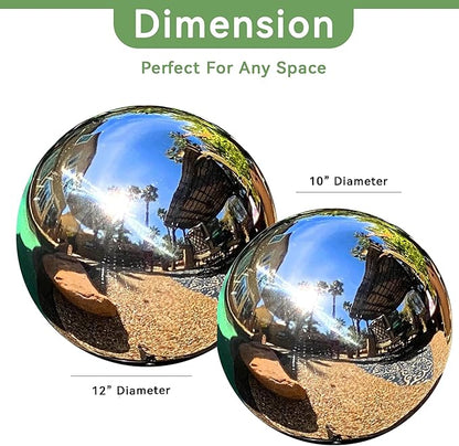 Lily's Home 12 Inch Stainless Steel Gazing Globe Mirror Ball, Colorful and Shiny Addition to Any Garden or Home, Ideal As a Housewarming Gift, Silver