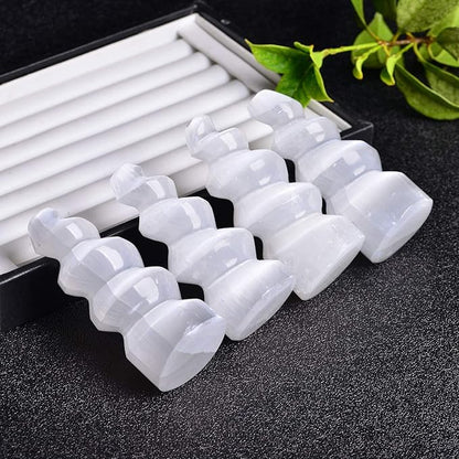 JIC Gem 4 pcs Selenite Tower Spiral Crystal Skyscraper 4" Tall White Healing Stones Home Decoration