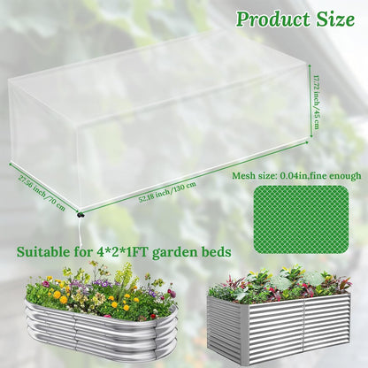 2 Pack Garden Netting for Raised Beds,Durable Ultra Fine Mesh Plant Covers with Drawstring to Keep Small Animals Pest Out,Raised Bed Bird Barrier Screen for Protecting Flowers Vegetables Fruits Crops