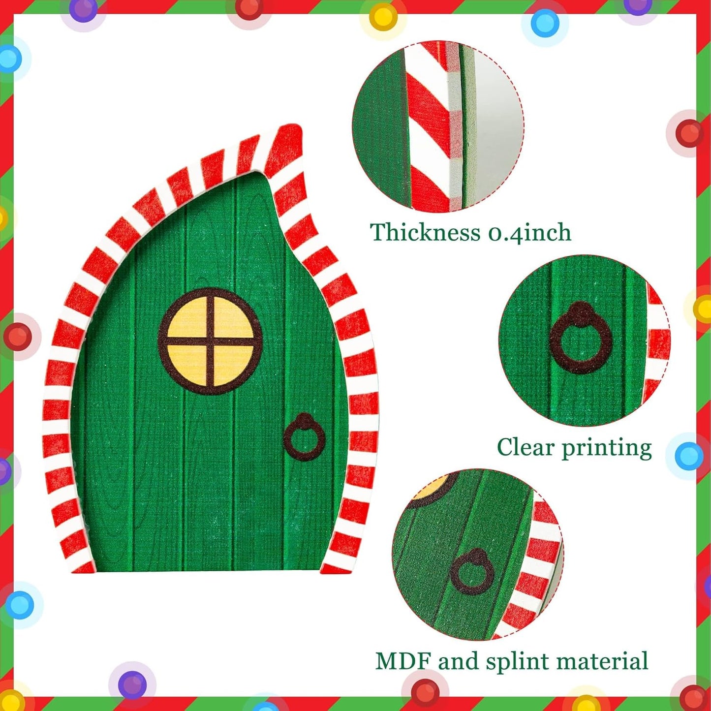 Haooryx Christmas Elf Garden Miniatures - 16Pcs Christmas Elf Magic Fairy Doors Decoration Kit Wooden Miniature Fairy Doors Wall Fairies Christmas Winter Xmas New Year Decor(Bevel Angle Doorframe)