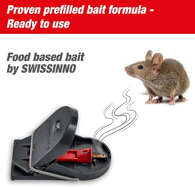 SWISSINNO Mousetraps & Mice Trap for Home - PRO SuperCat - 2 Traps – Pre-Baited Snap Traps with Precision Trigger – Instant Catch & Kill – Indoor & Outdoor Use – Easy Set No-Touch Disposal