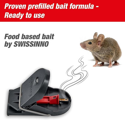 SWISSINNO Mousetraps & Mice Trap for Home - PRO SuperCat - 2 Traps – Pre-Baited Snap Traps with Precision Trigger – Instant Catch & Kill – Indoor & Outdoor Use – Easy Set No-Touch Disposal