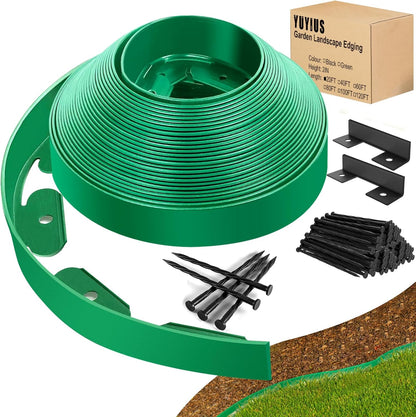 Landscape Edging - 2” Tall Garden Edging Border with 30 Stakes, 20FT No Dig Lawn Edging for Landscaping for Garden Bed, Yard, 0.15" Thick Flower Bed Border Edging with Connector for Outdoor
