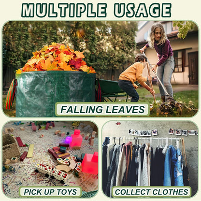 Reusable Yard Waste Bags, 72 Gallon Lawn and Leaf Bags, 6 Pack Garden Weed Heavy Duty with 4 Handles Standable&Collapsible Outdoor Trash Bags, Camping Yard Recycling Bags with 2 Pair of Gloves