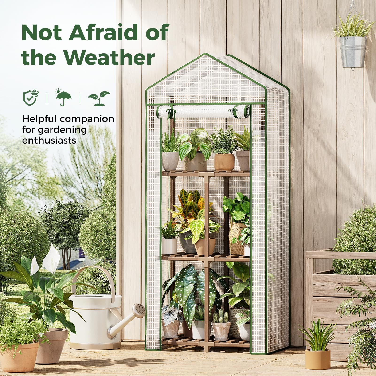 Bamworld Greenhouse for Outdoors Small Plant Green House 3-Tier Rack Stand Portable Greenhouses