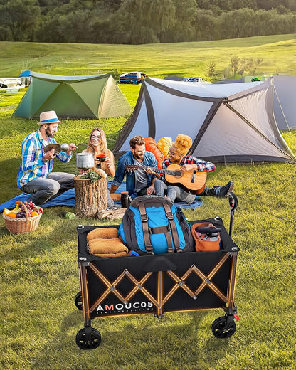 Collapsible Folding Wagon Cart,Portable Large Capacity Utility Wagon Cart for Camping Fishing Sports Shopping