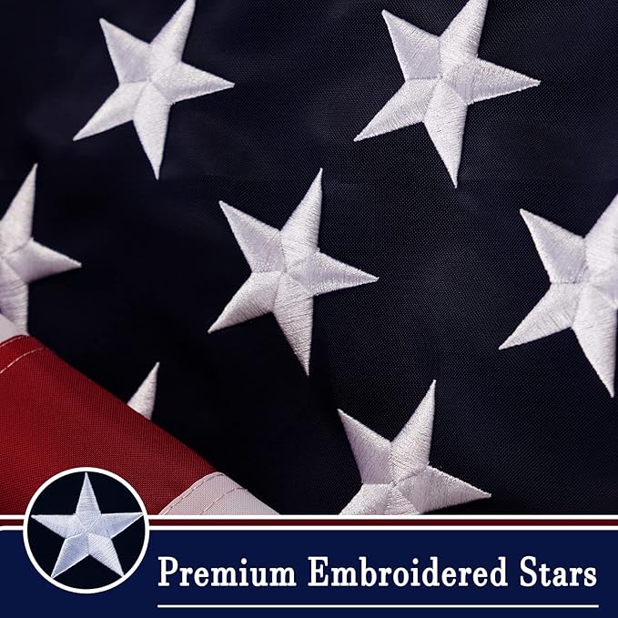 AZCOVER American Flag 10x15 FT Us Flag for Outside 100% in USA Heavy Duty Nylon American Flags for Outdoor with Embroidered Stars Sewn Stipes and Brass Grommets All Weather Lasting United States Flag