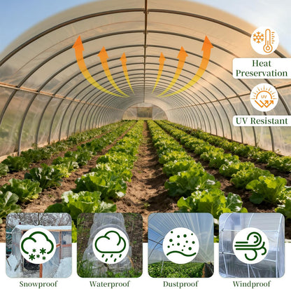 10x20 FT Greenhouse Plastic Sheeting,6 mil Transparent Greenhouse Film, UV Resistant Waterproof Plastic Covering for Winter, Polyethylene Greenhouse Covering for Farm, Garden,Agriculture