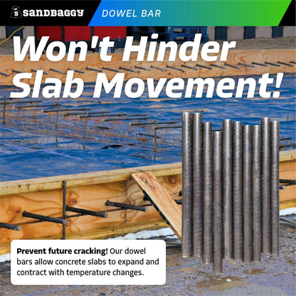 Sandbaggy Smooth Concrete Dowel Bar (3/4" W x 18" L) - Saw Cut Ends - Plain Grade 60 Steel - Construction Grade for Concrete Projects (3/4" W x 18" L, 40)