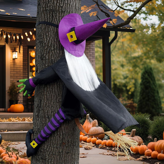 Halloween Decorations Outdoor Crashing Witch: Hilarious Witch Decor with Adjustable Band for Tree Porch Door