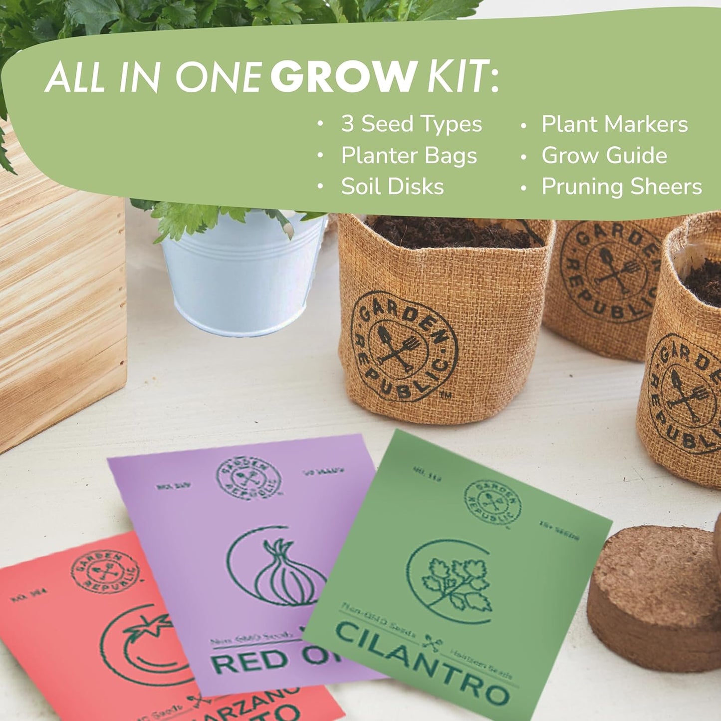 Garden Republic Salsa Grow Kit - Starter kit with Seeds, Soil, Planters & Shears